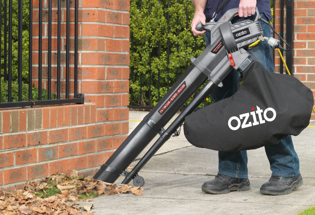 Working with a leaf blower