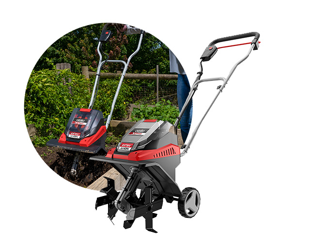 Working with a battery-powered earth hoe